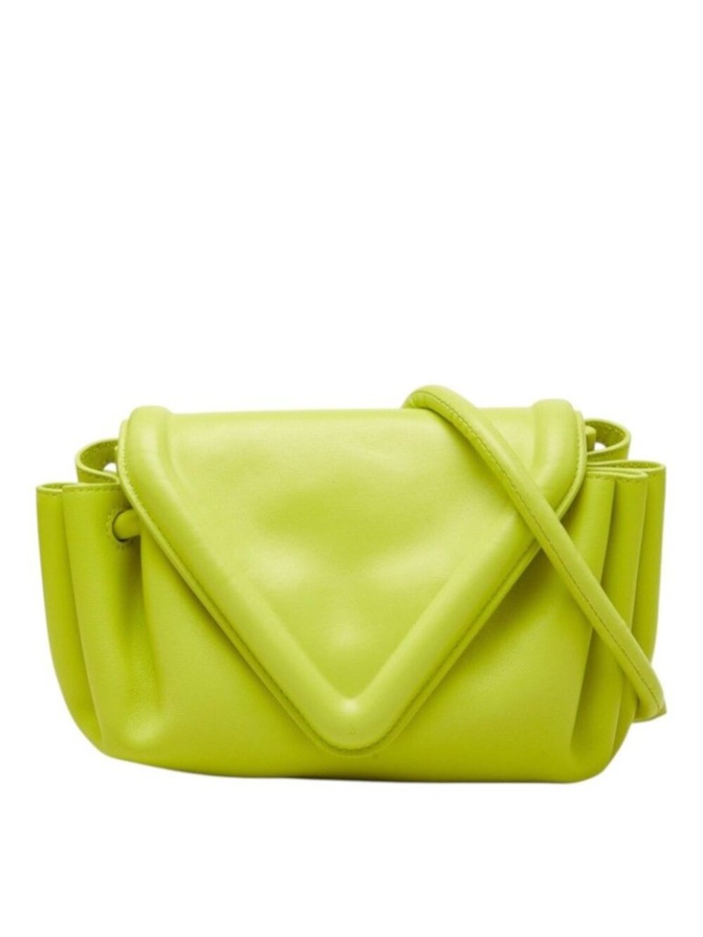 Bottega Veneta Beak Small Triangle Flap Crossbody Shoulder Bag Yellow Green